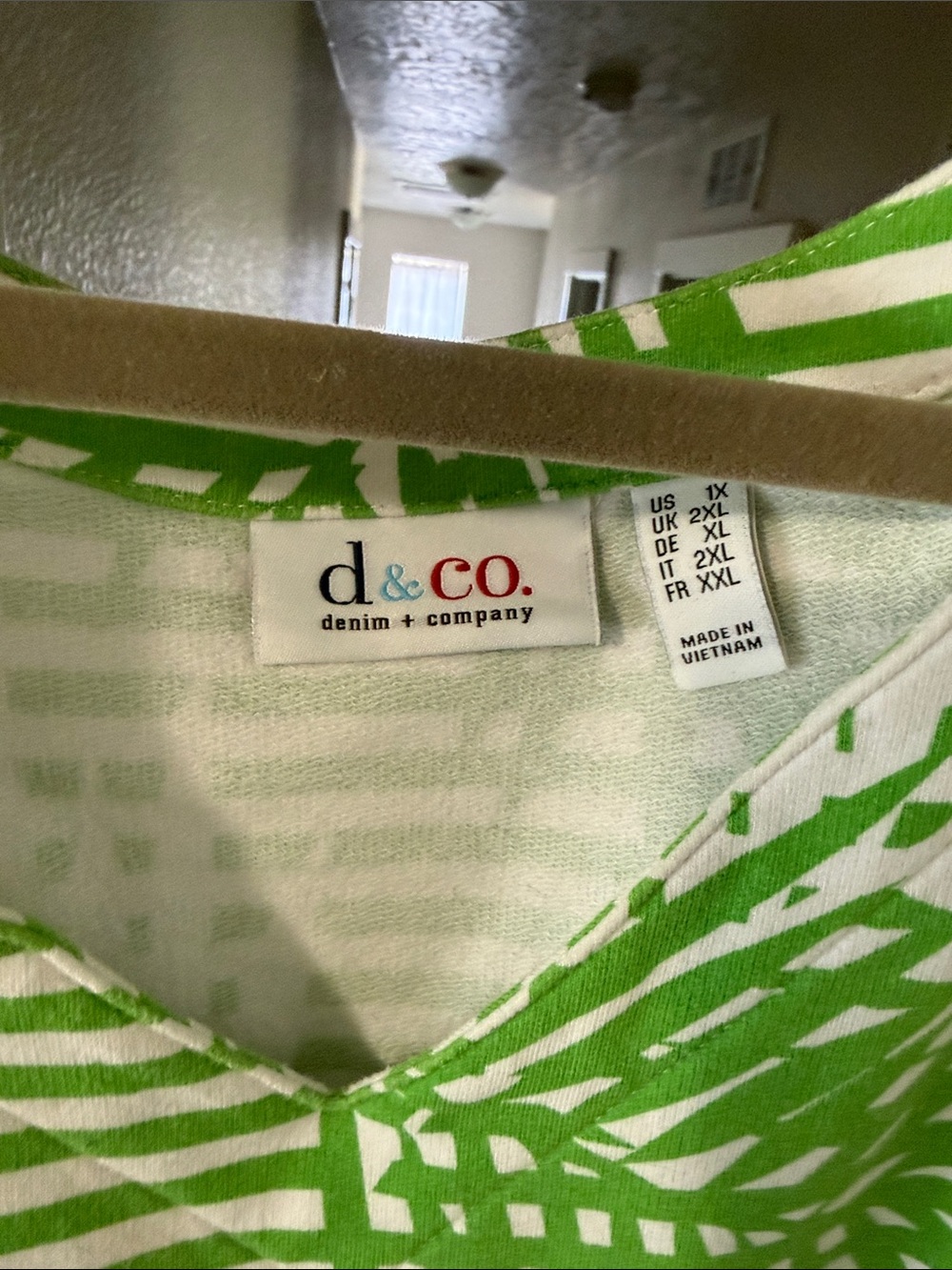 D & co. Green and White Patterned Dress 1X